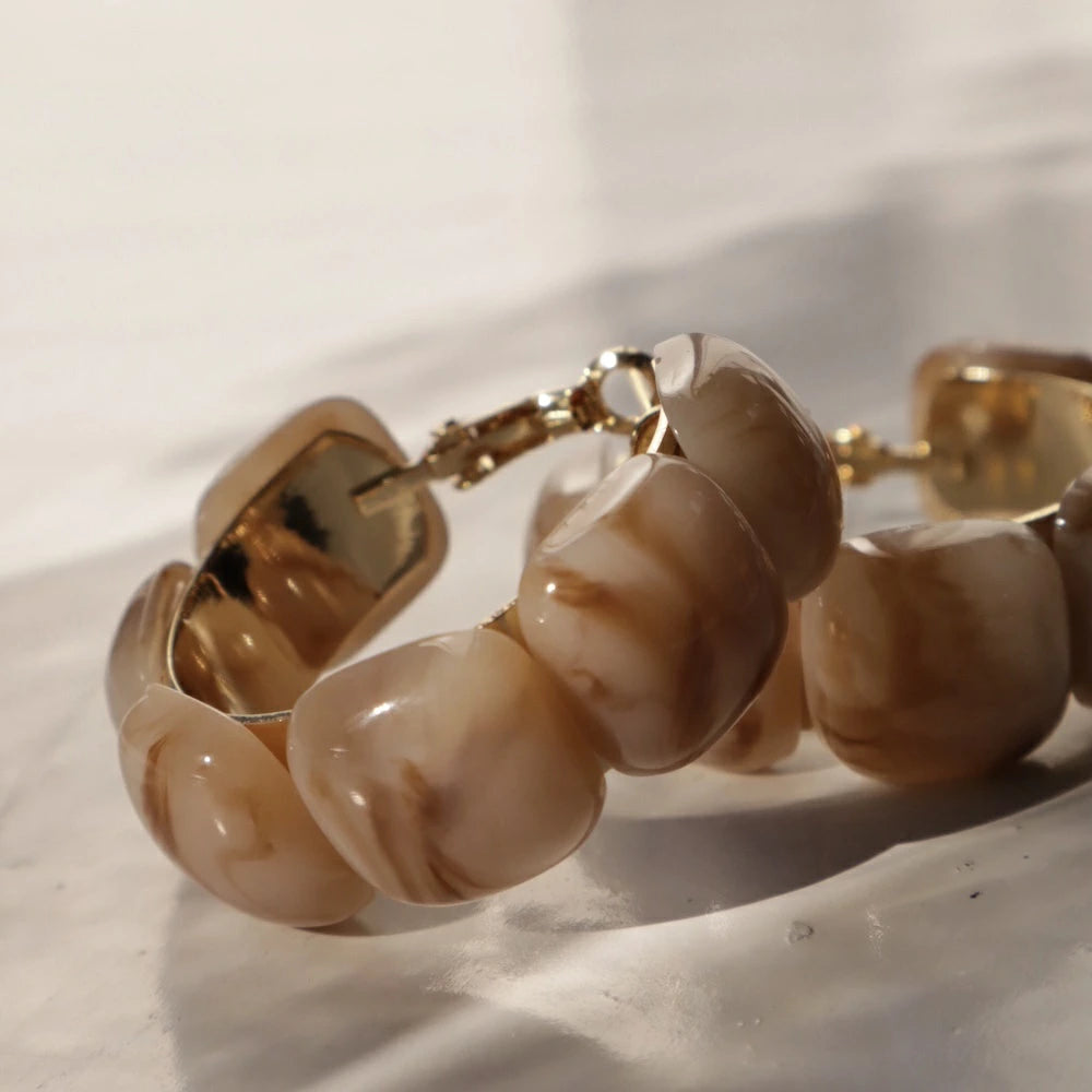 P397 marble resin oversized hoop pierce