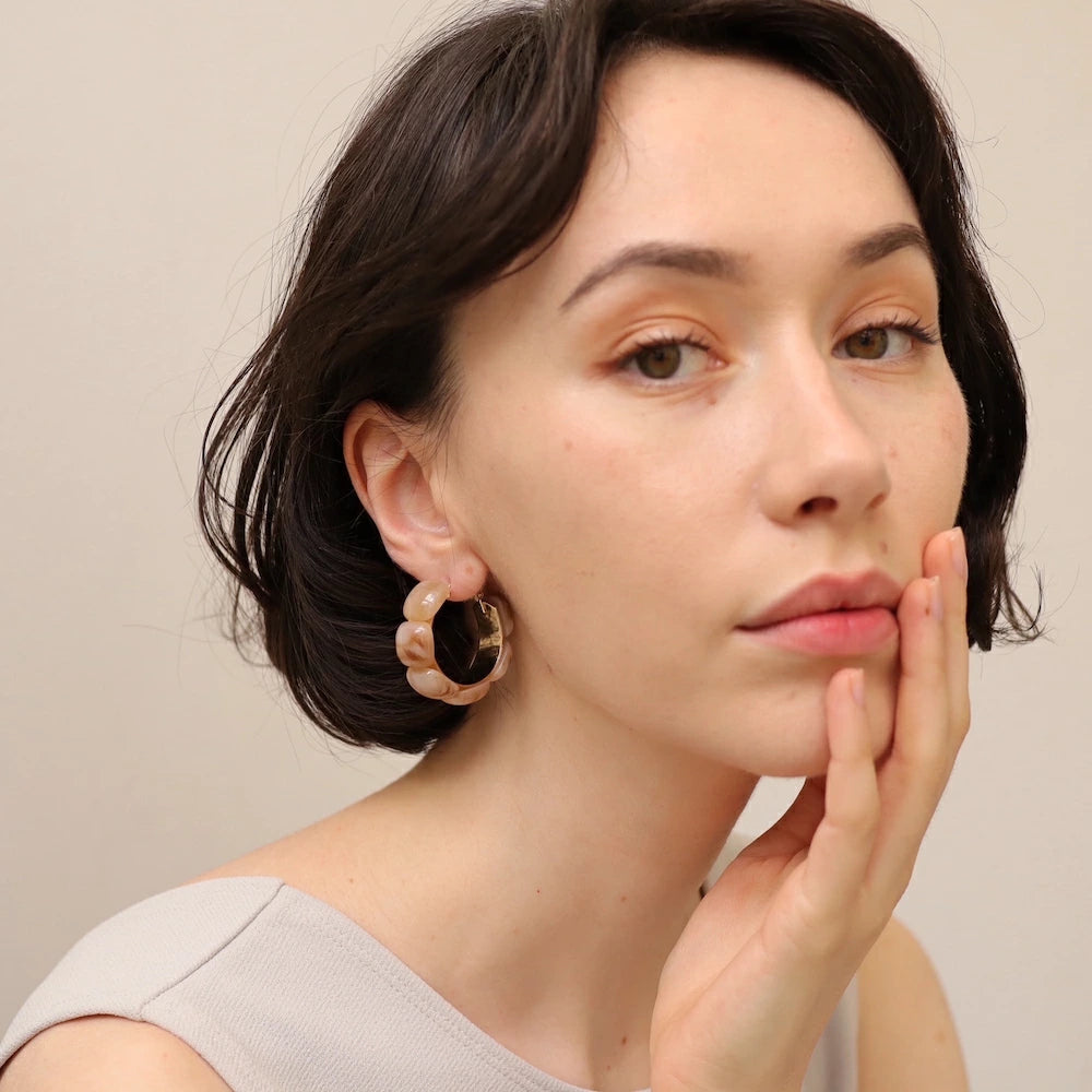 P397 marble resin oversized hoop pierce