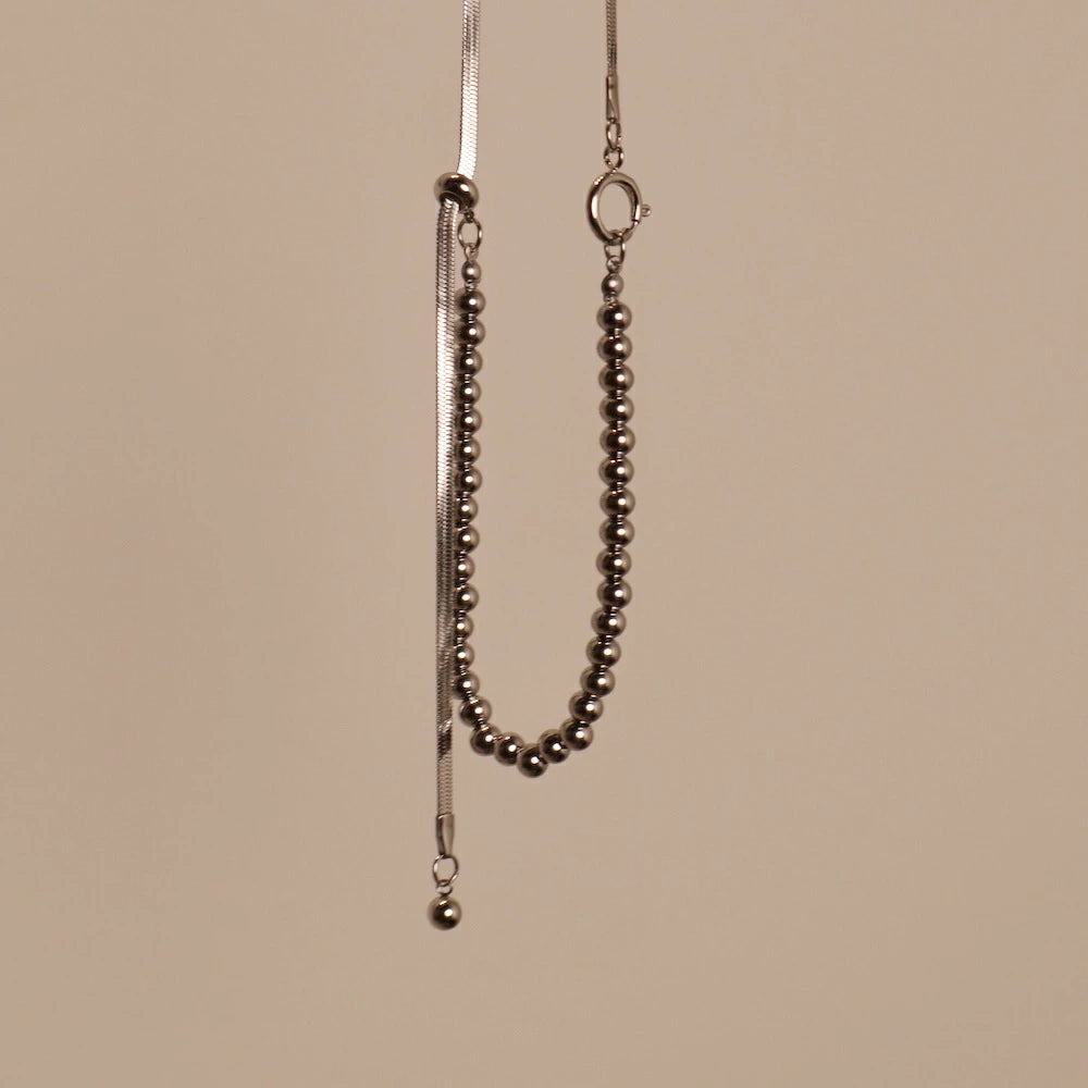 N049 stainless 2way oversized necklace