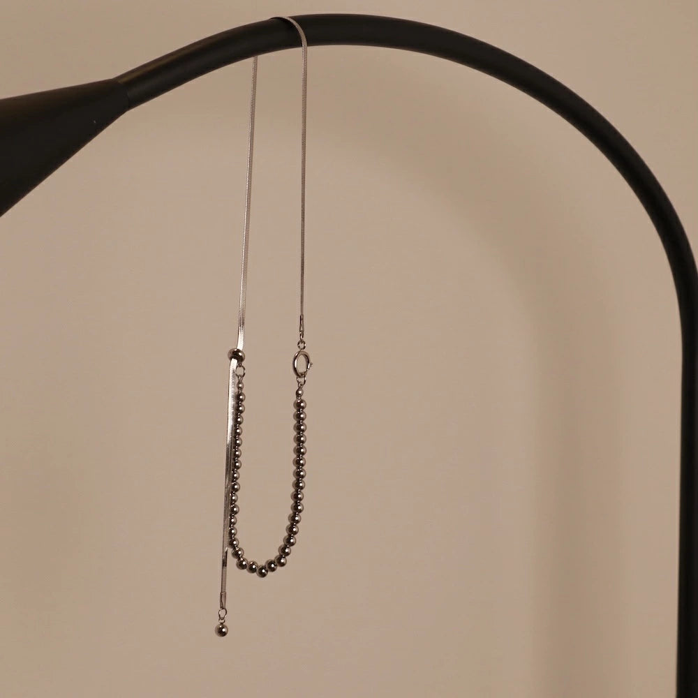 N049 stainless 2way oversized necklace