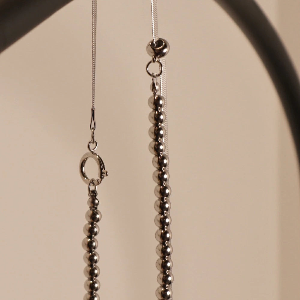 N049 stainless 2way oversized necklace