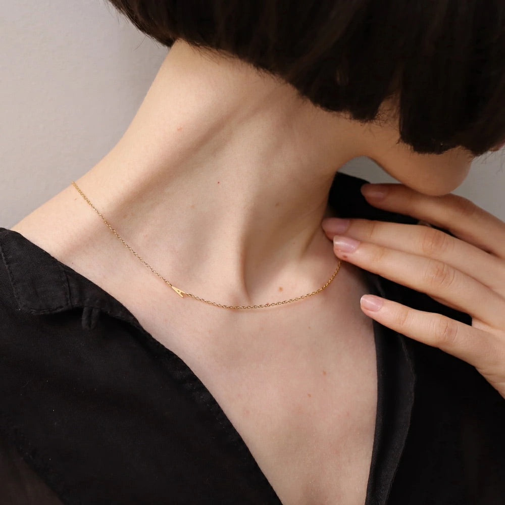 N211 stainless initial necklace