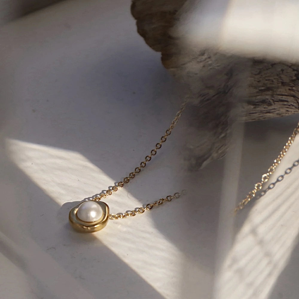 N209 stainless pearl pendant necklace