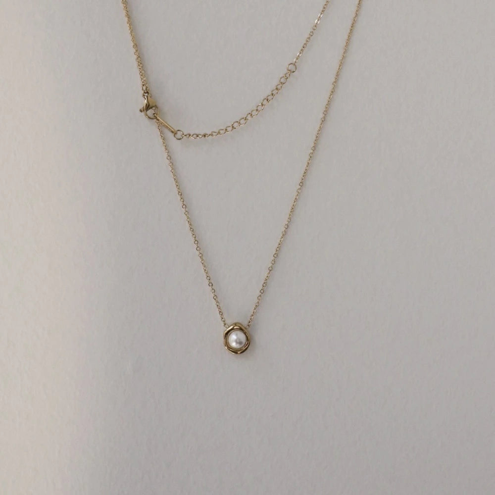 N209 stainless pearl pendant necklace