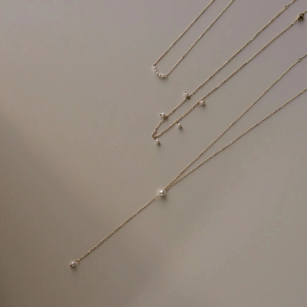 N197 stainless seed pearl delicate necklace