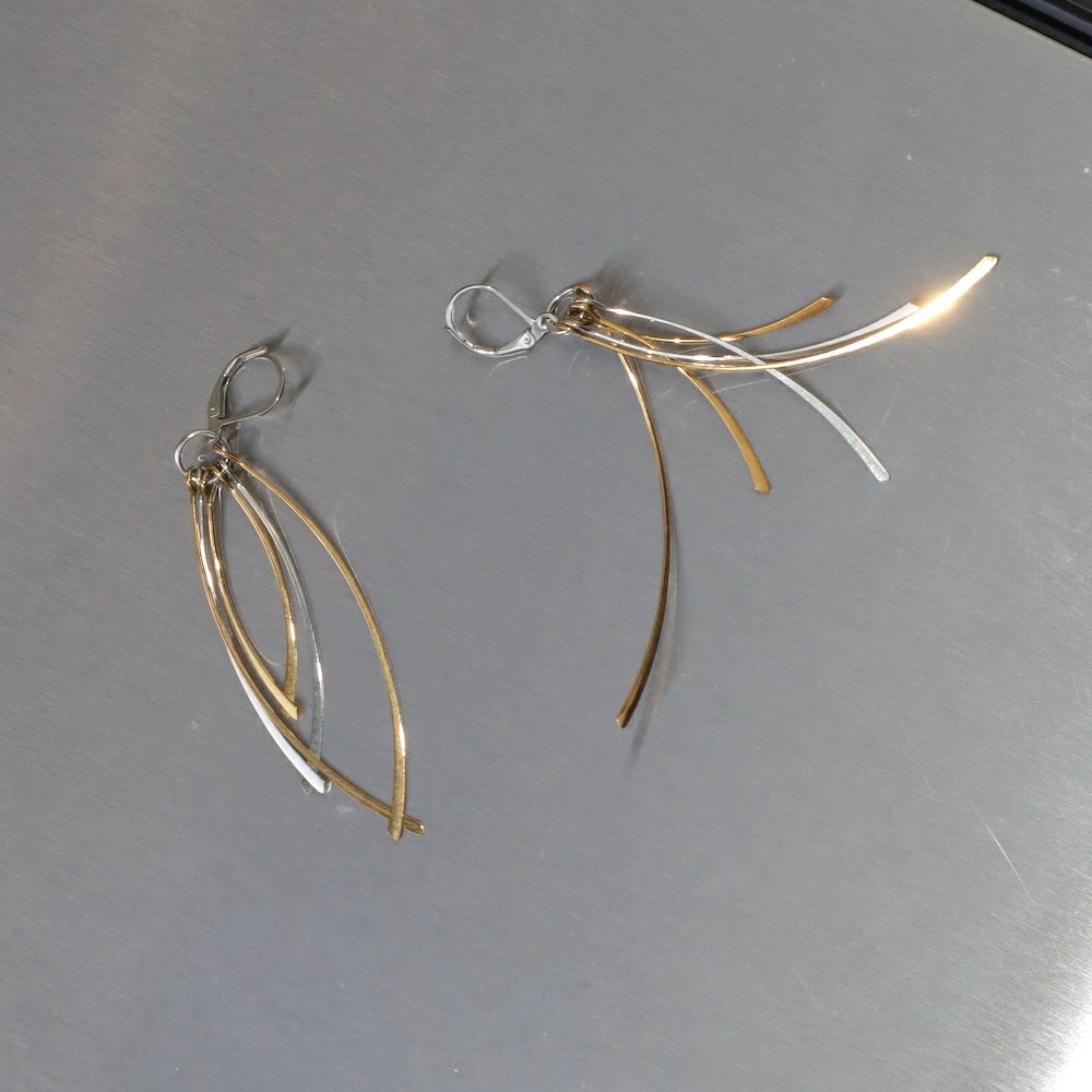 P408 stainless bi-color long charm pierce