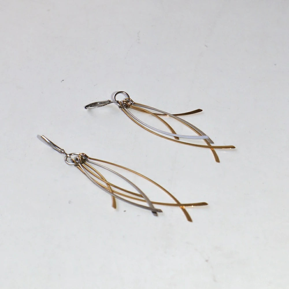 P408 stainless bi-color long charm pierce