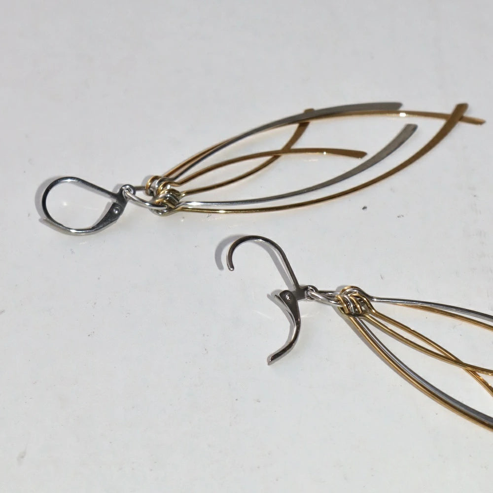 P408 stainless bi-color long charm pierce
