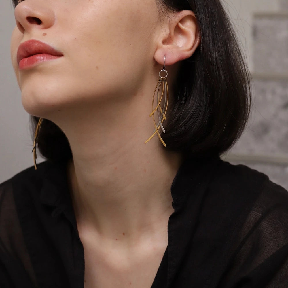 P408 stainless bi-color long charm pierce