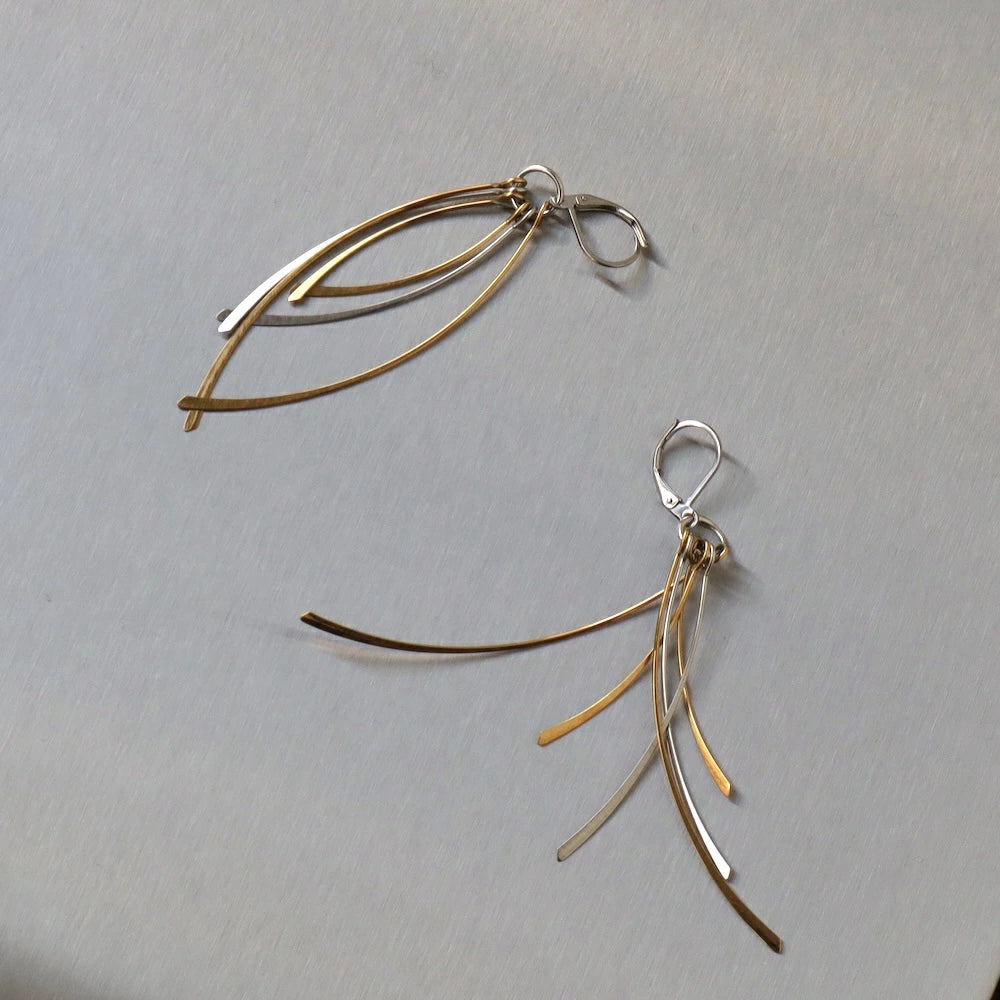 P408 stainless bi-color long charm pierce