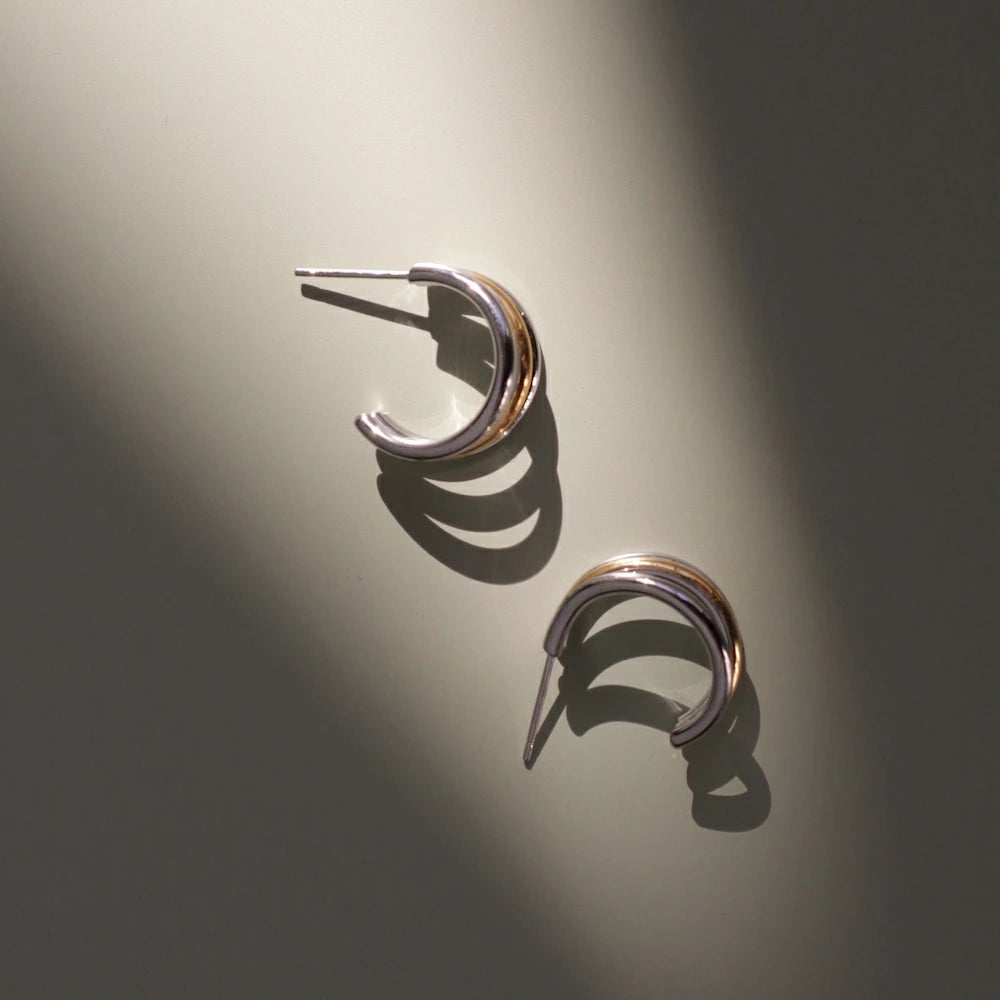 P409 stainless bi-color triple line hoop pierce