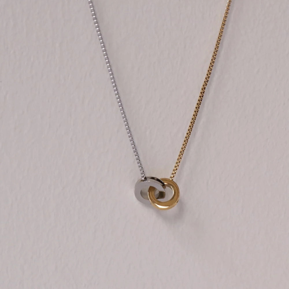 N210 stainless bi-color ring necklace