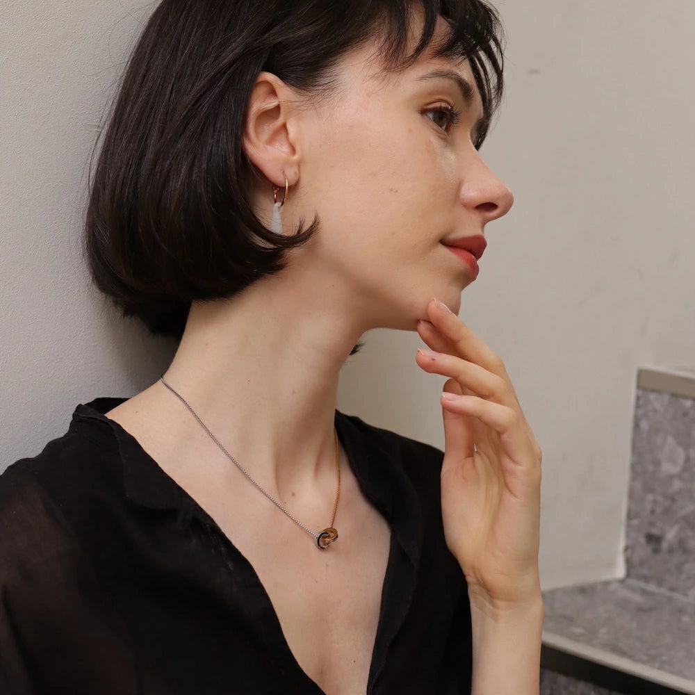N210 stainless bi-color ring necklace