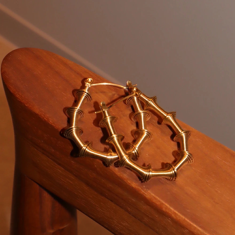 P412 stainless oversized bamboo hoop pierce