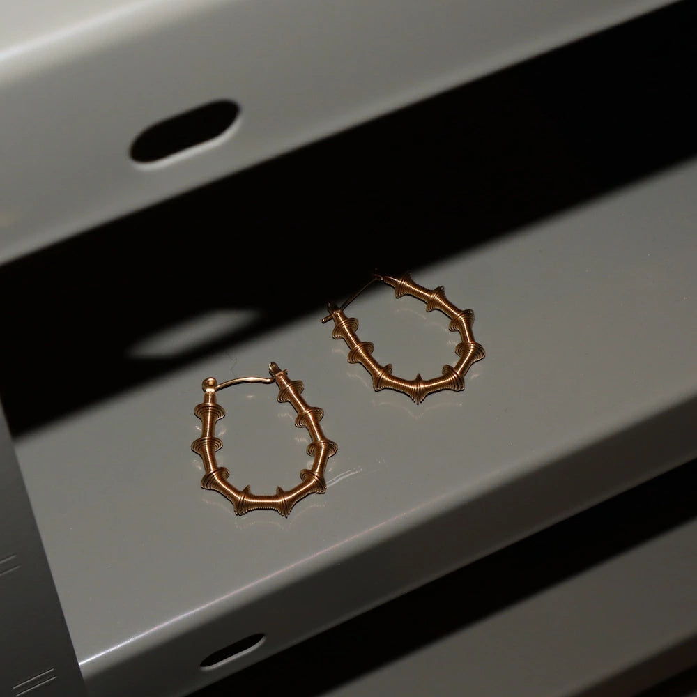 P412 stainless oversized bamboo hoop pierce