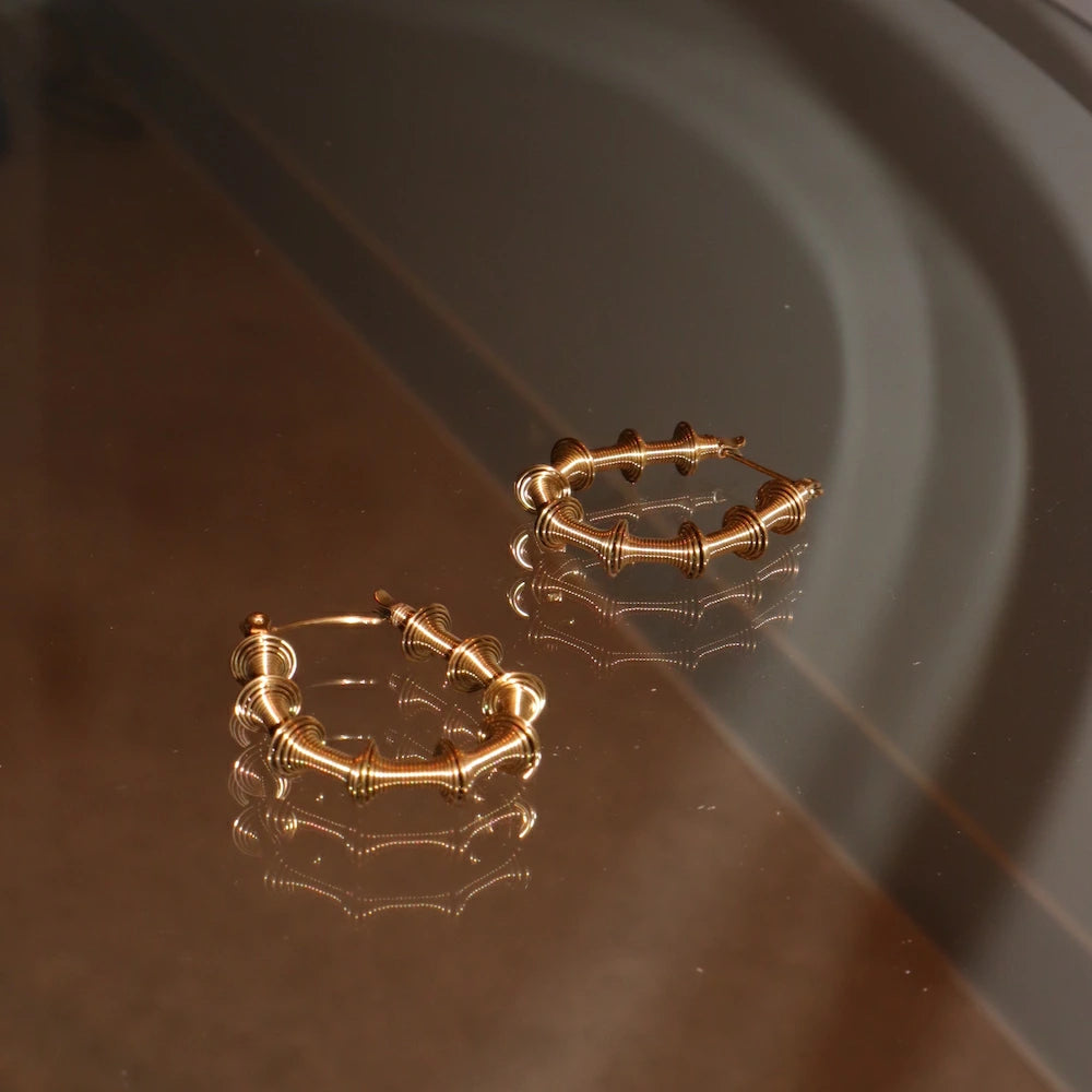 P412 stainless oversized bamboo hoop pierce