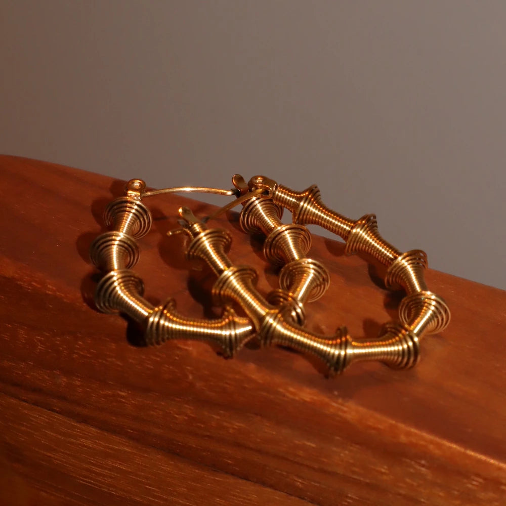 P412 stainless oversized bamboo hoop pierce