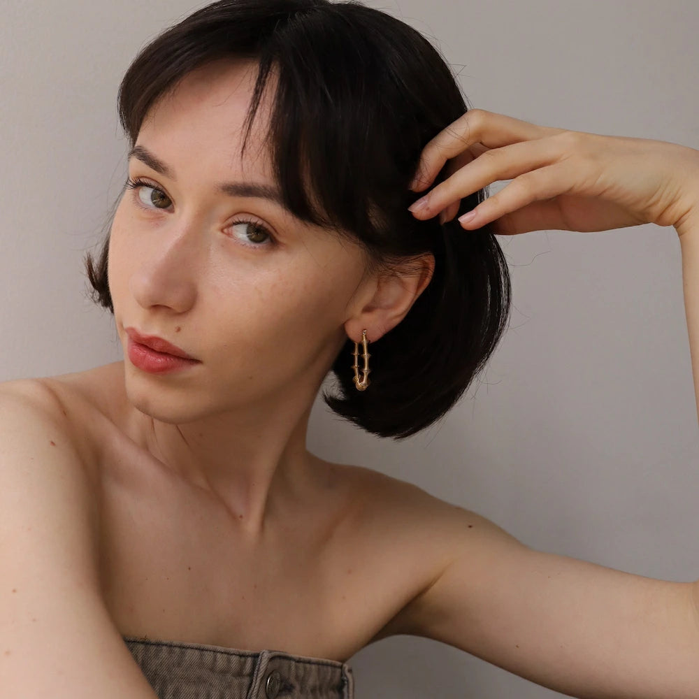 P412 stainless oversized bamboo hoop pierce