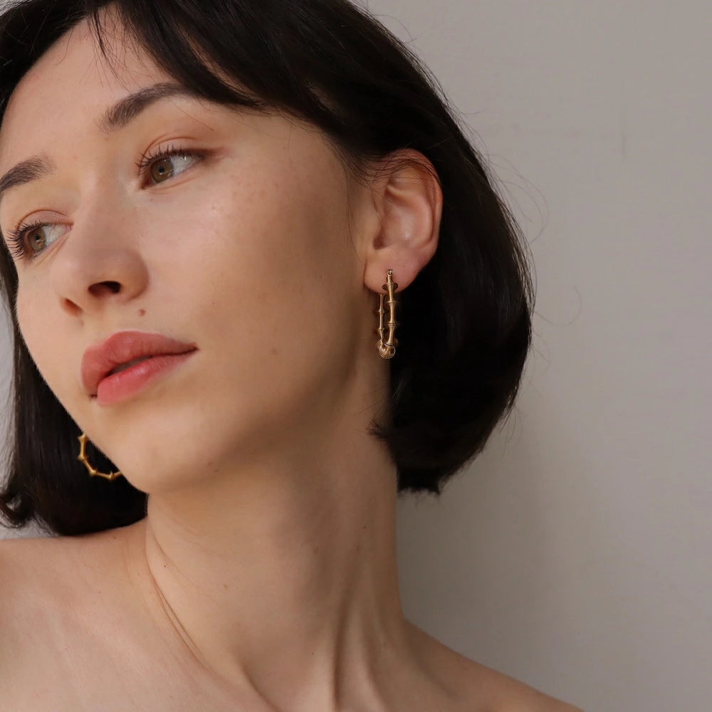 P412 stainless oversized bamboo hoop pierce