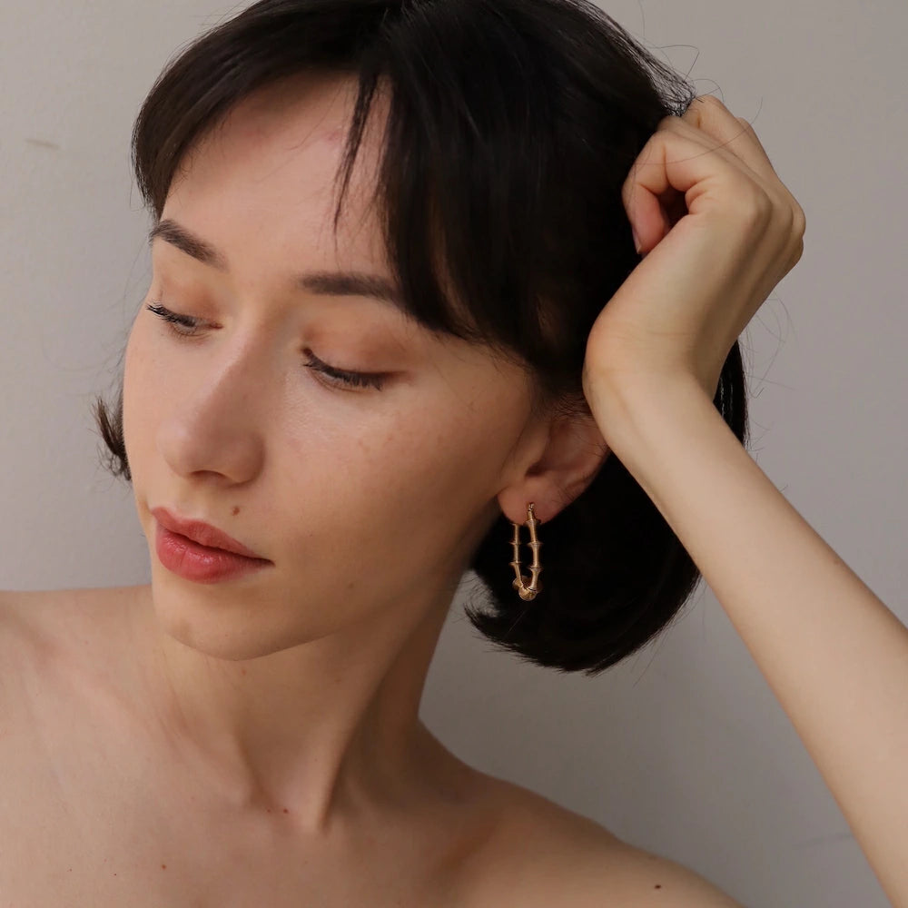 P412 stainless oversized bamboo hoop pierce
