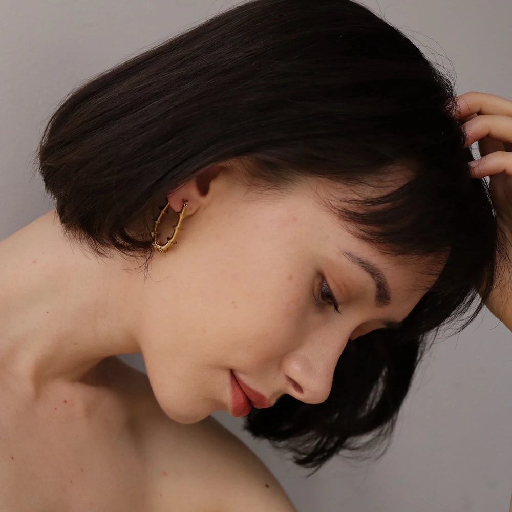 P412 stainless oversized bamboo hoop pierce