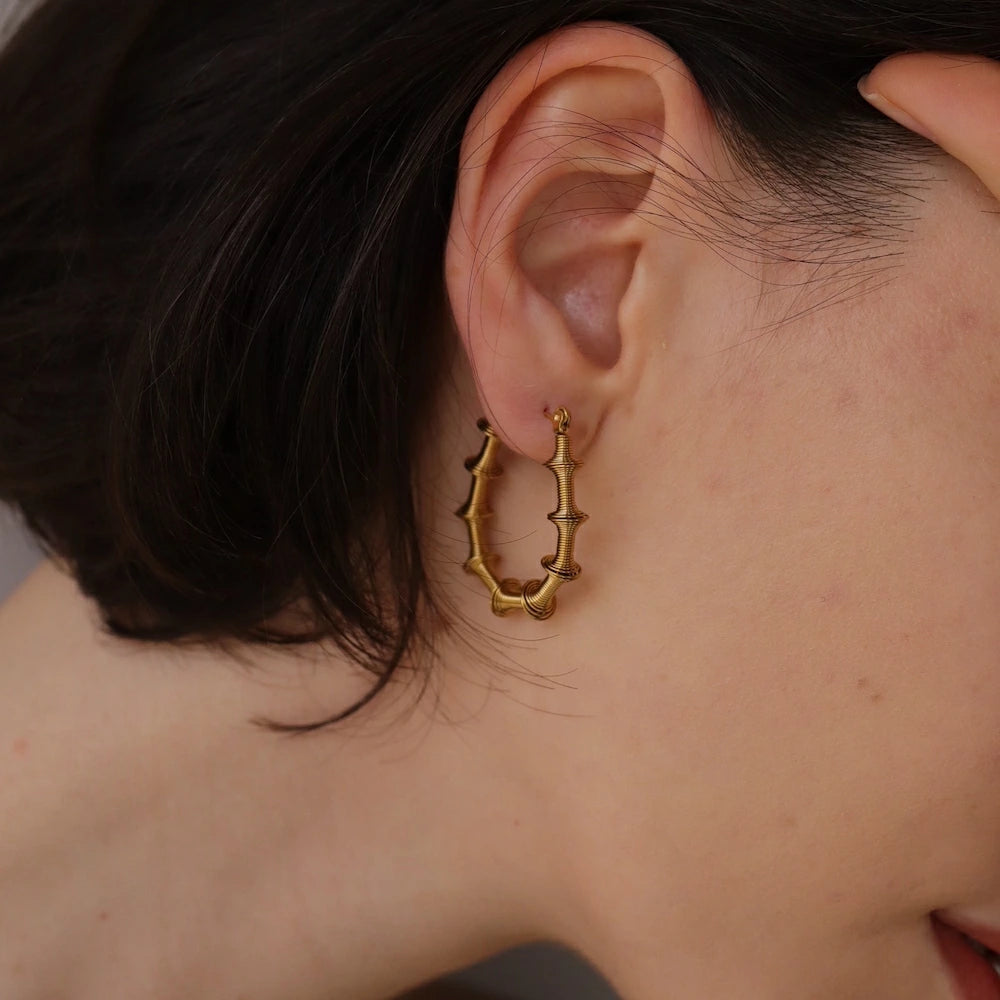 P412 stainless oversized bamboo hoop pierce