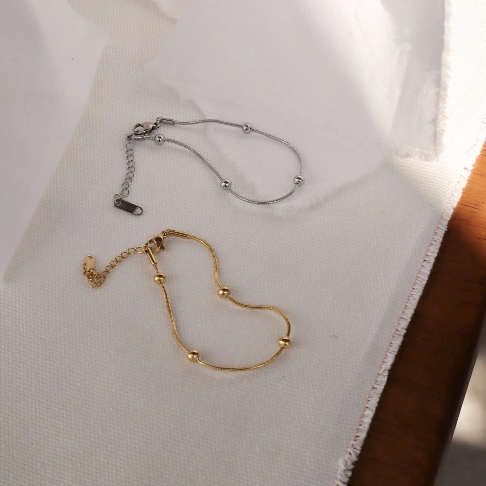N207 stainless ball snake chain bracelet