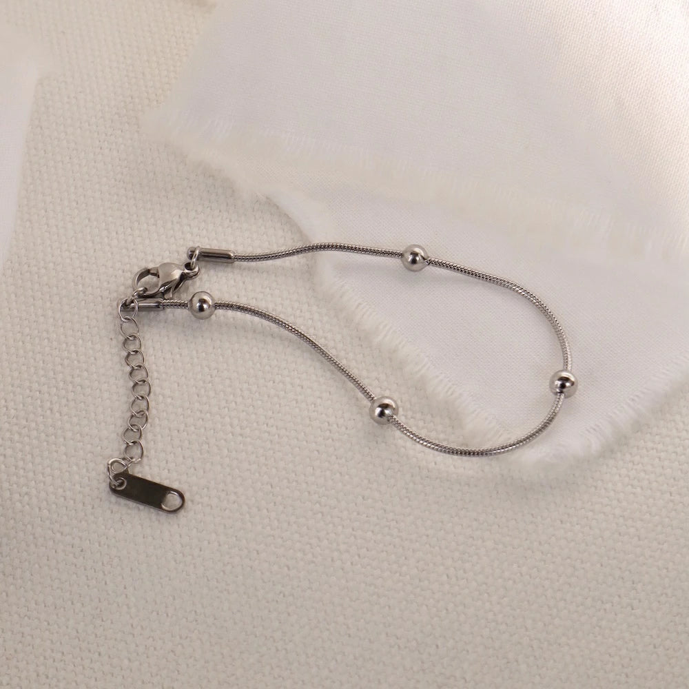 N207 stainless ball snake chain bracelet