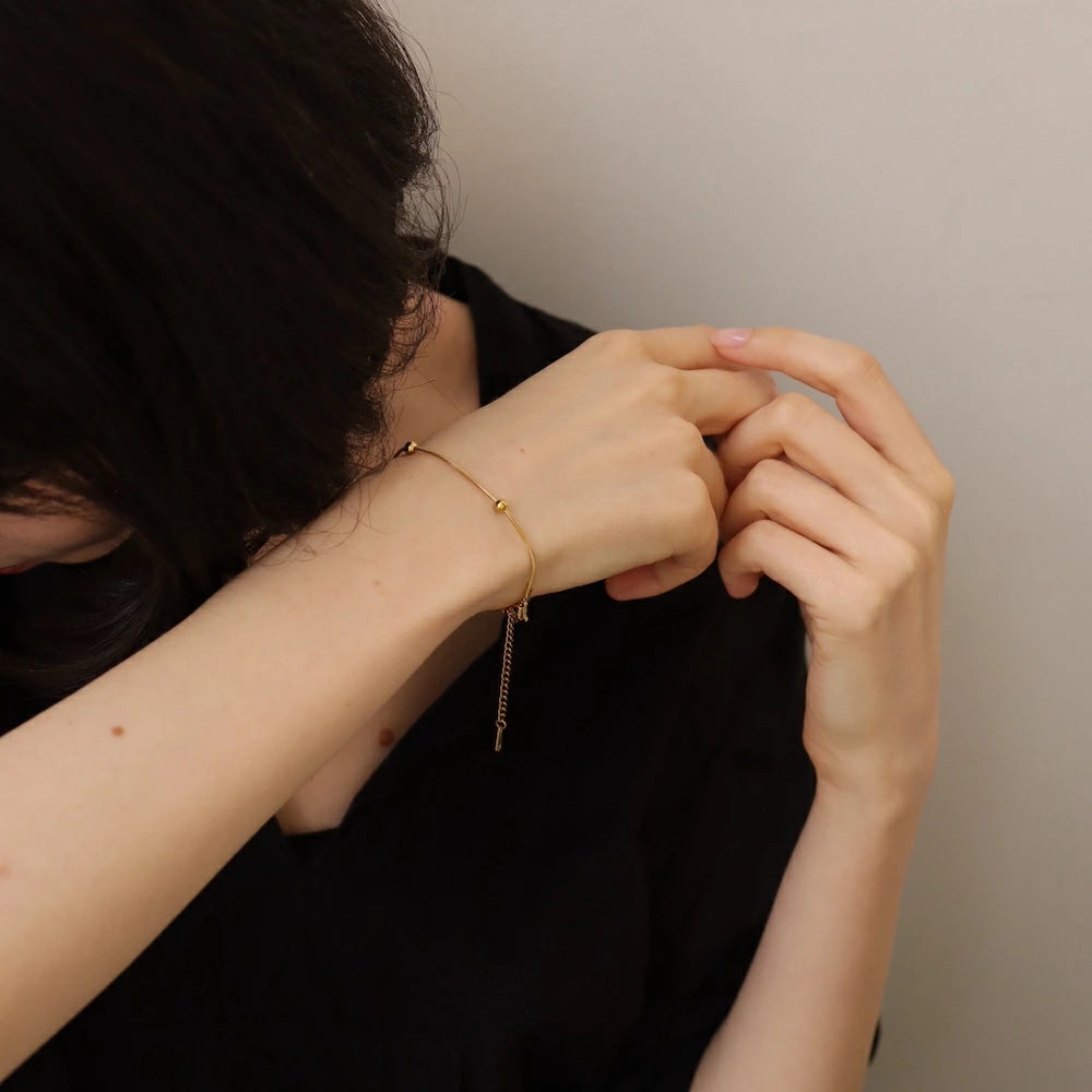 N207 stainless ball snake chain bracelet