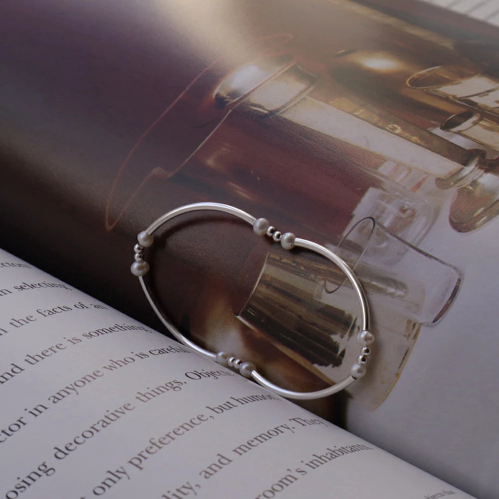 N027 silver925 pearl tube bracelet