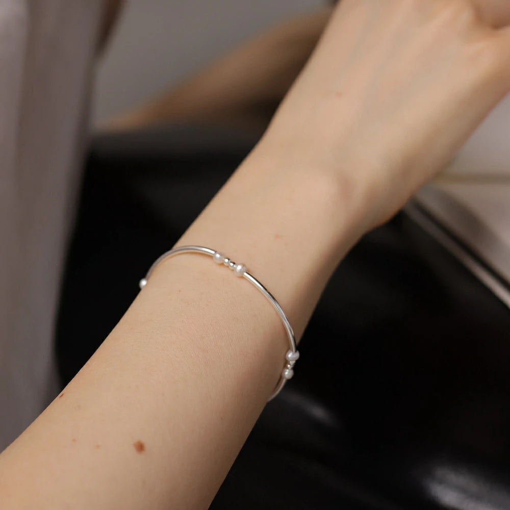 N027 silver925 pearl tube bracelet