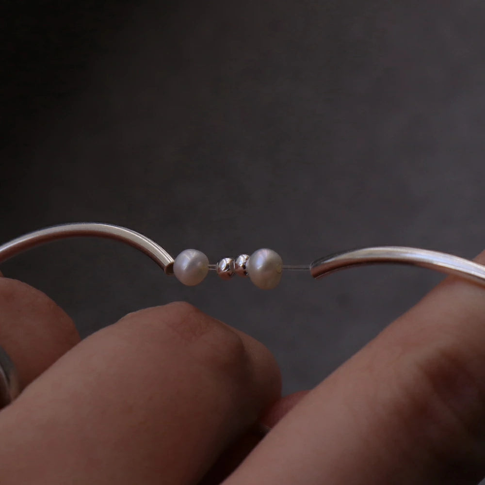 N027 silver925 pearl tube bracelet