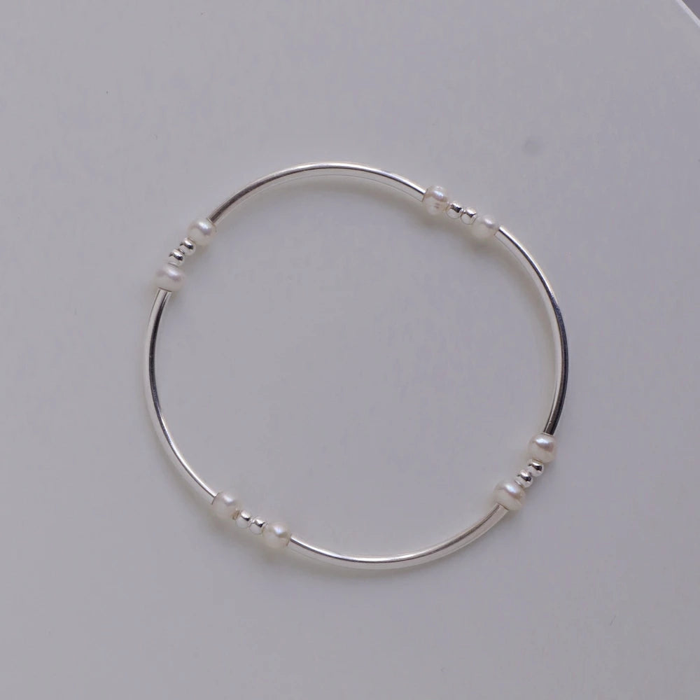 N027 silver925 pearl tube bracelet