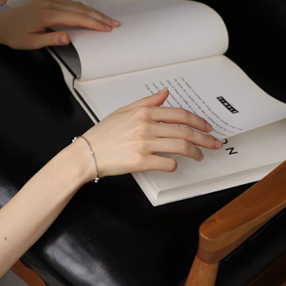 N027 silver925 pearl tube bracelet