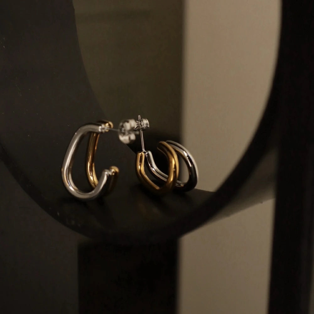 P406 stainless bi-color metal hoop pierce