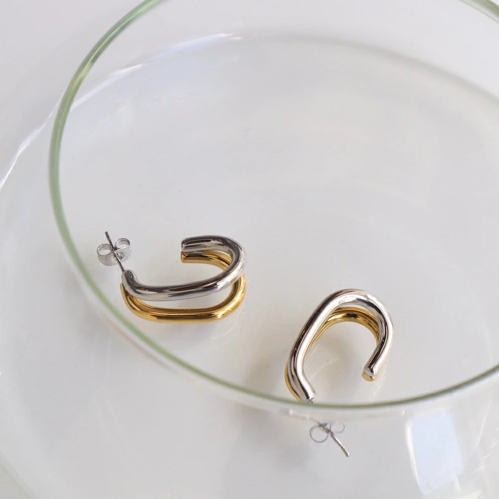 P406 stainless bi-color metal hoop pierce