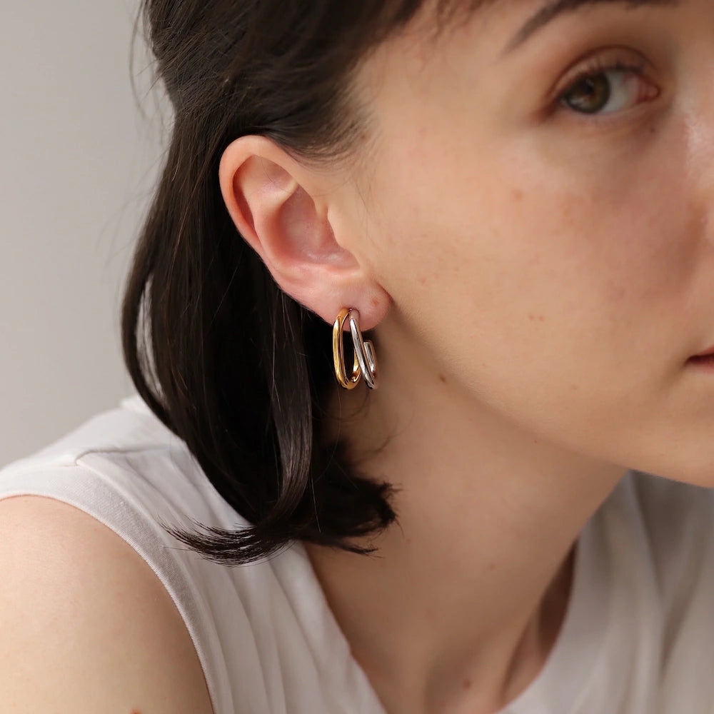 P406 stainless bi-color metal hoop pierce