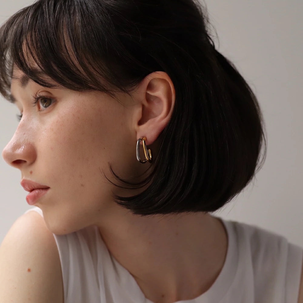 P406 stainless bi-color metal hoop pierce