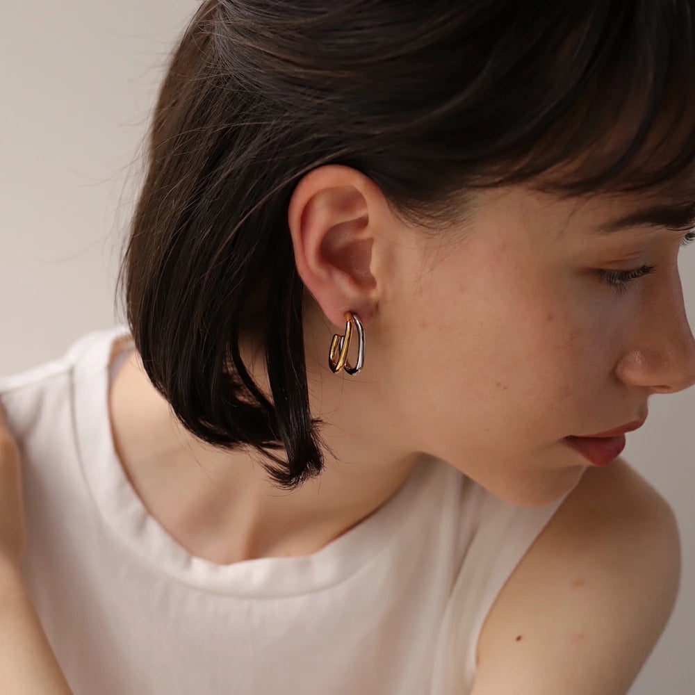 P406 stainless bi-color metal hoop pierce
