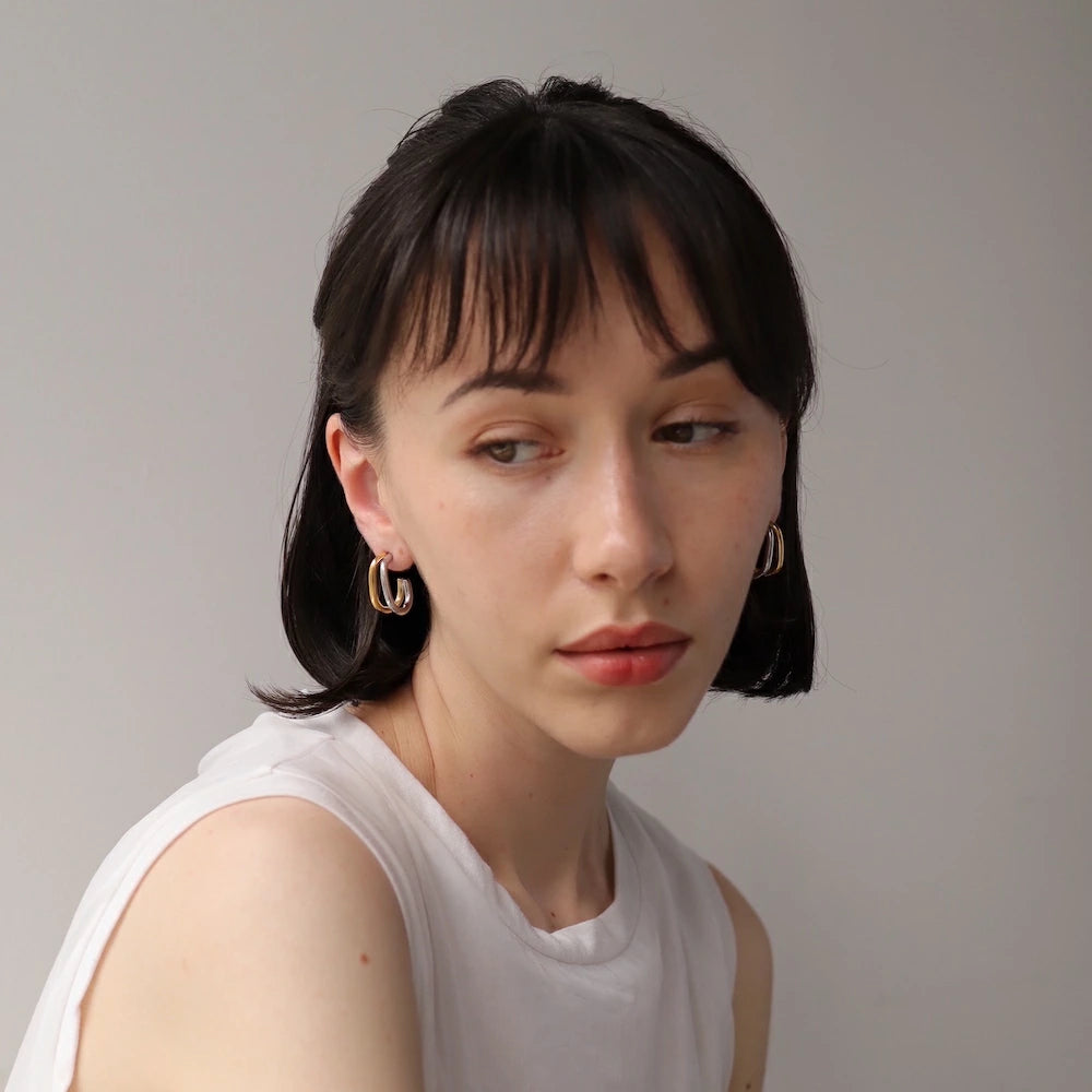 P406 stainless bi-color metal hoop pierce
