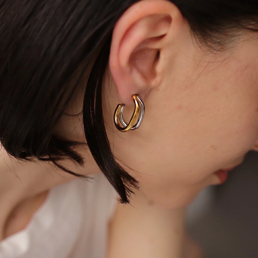 P406 stainless bi-color metal hoop pierce