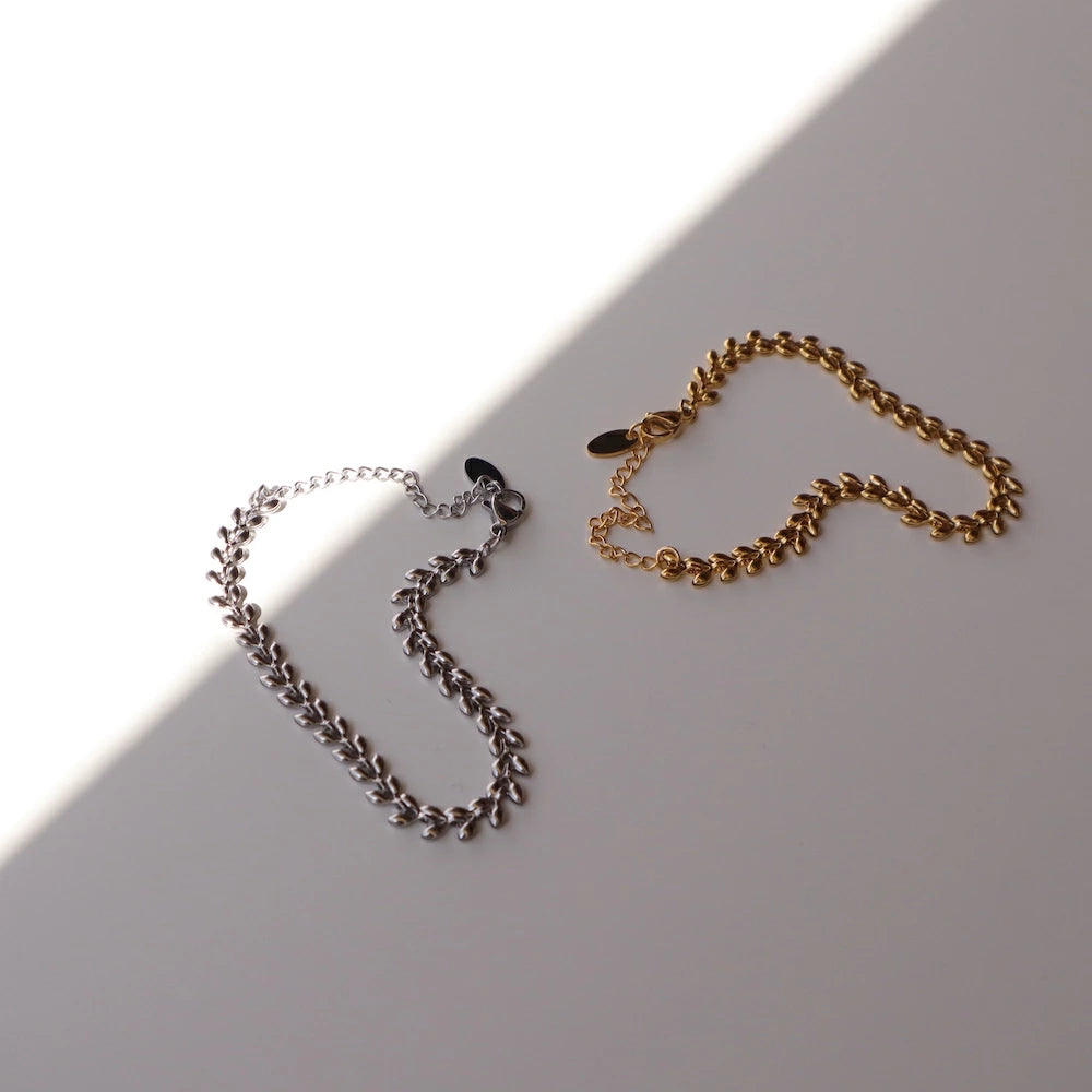 N215 stainless leaf design choker bracelet