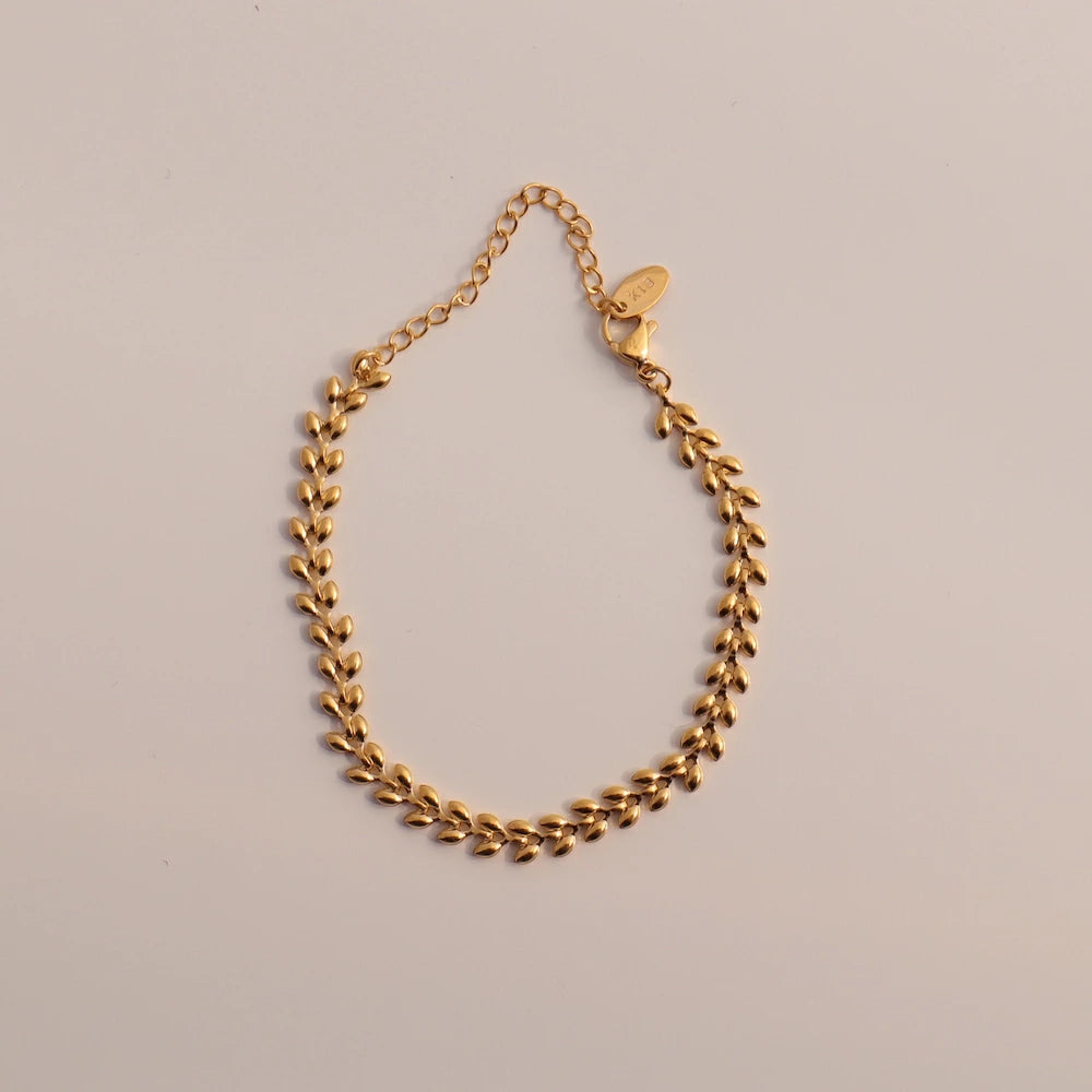 N215 stainless leaf design choker bracelet