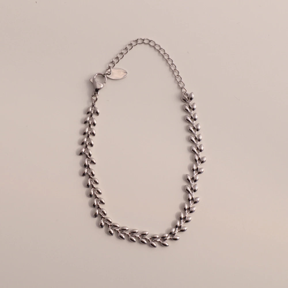 N215 stainless leaf design choker bracelet