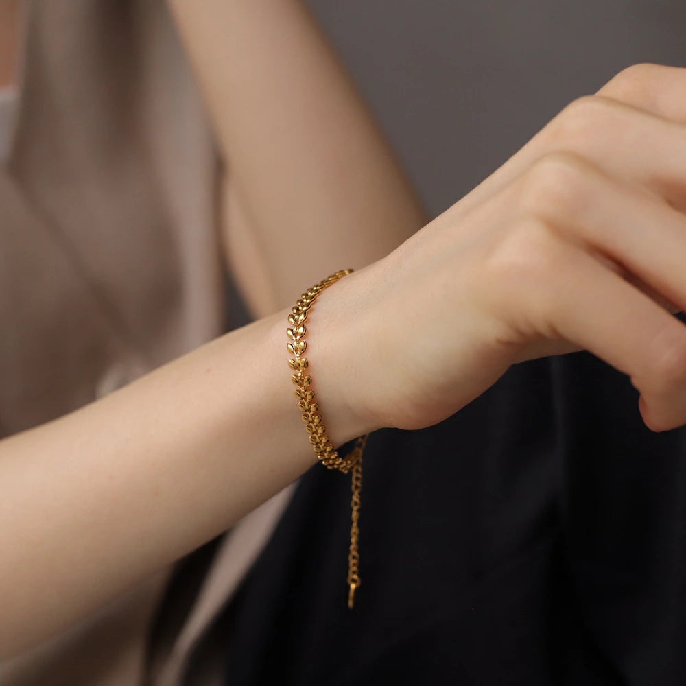 N215 stainless leaf design choker bracelet
