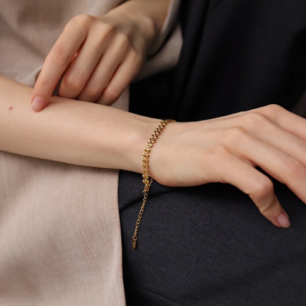 N215 stainless leaf design choker bracelet
