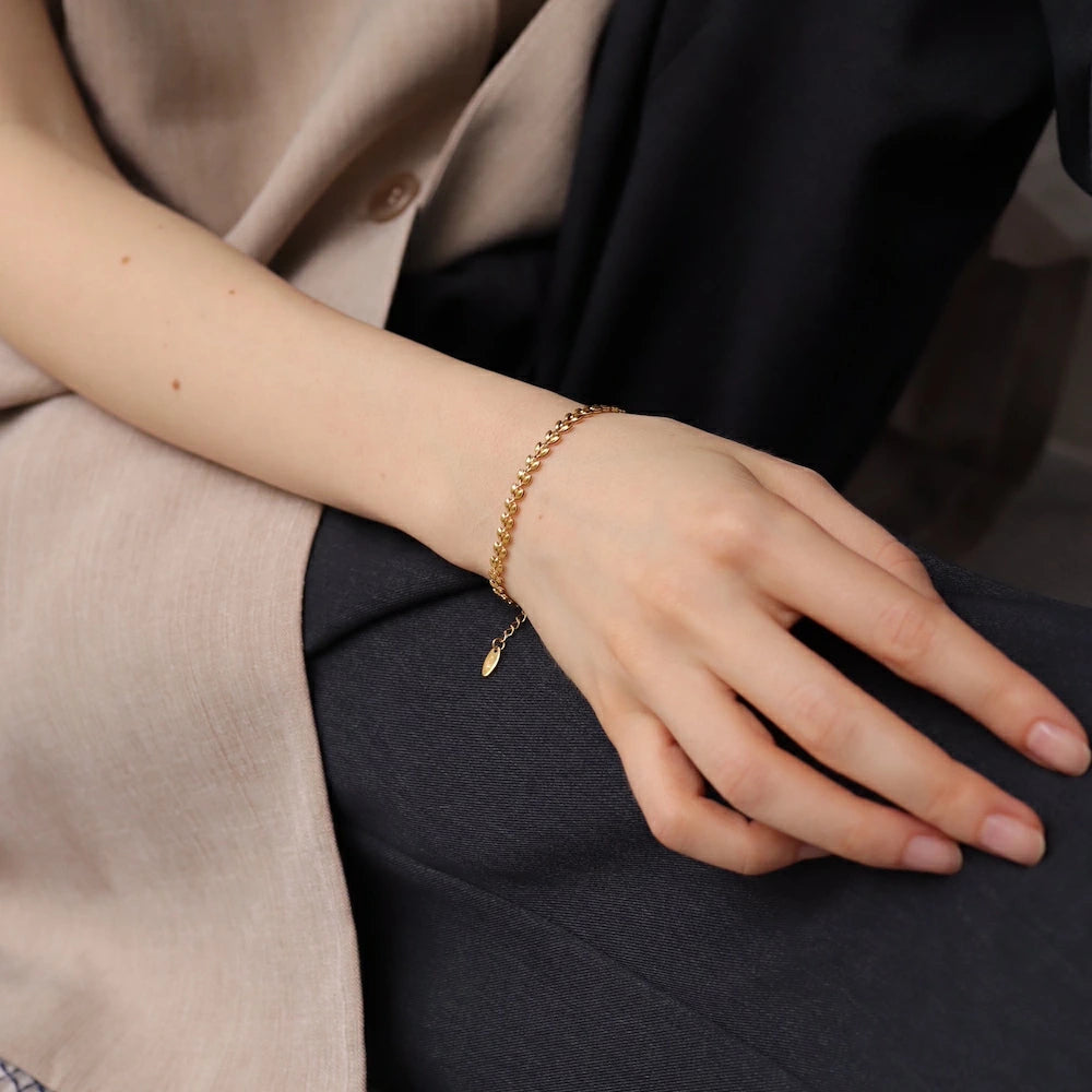 N215 stainless leaf design choker bracelet