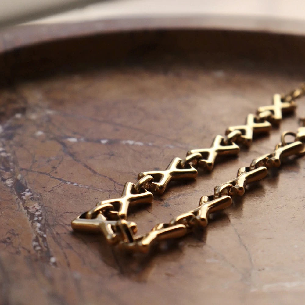 N217 stainless X chain bracelet