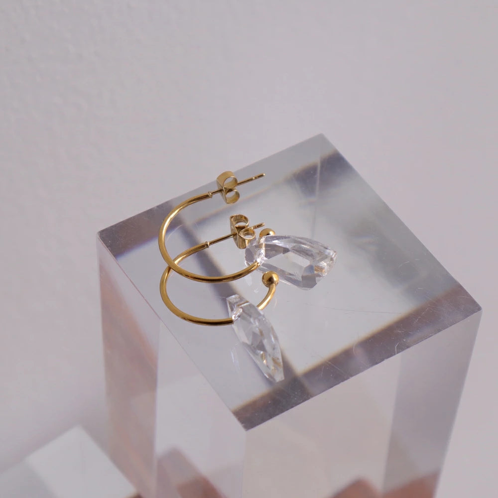 P417 stainless clear charm hoop pierce