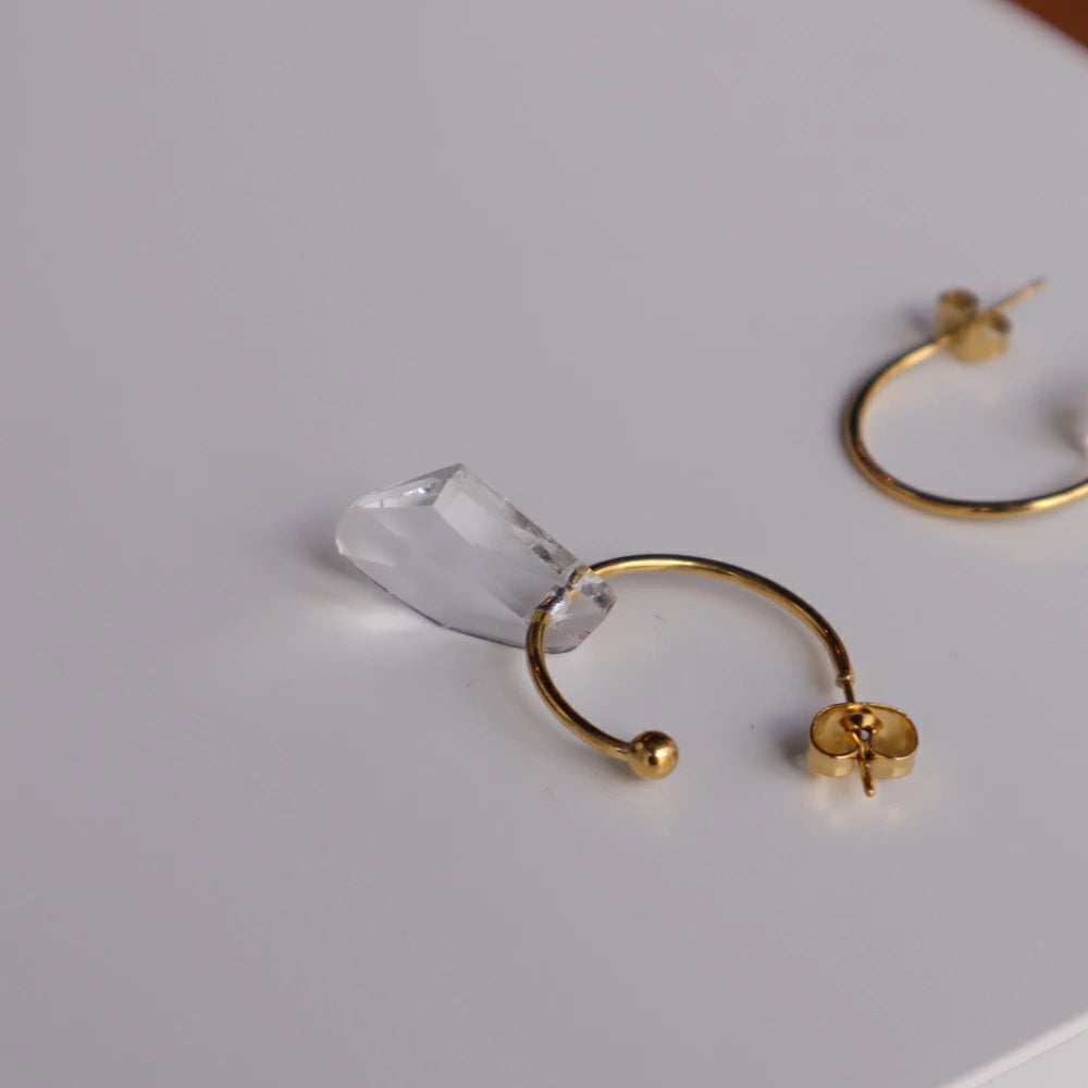 P417 stainless clear charm hoop pierce